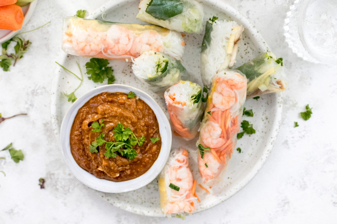 Fitness Recept: Snelle loempia's met groenten en garnalen