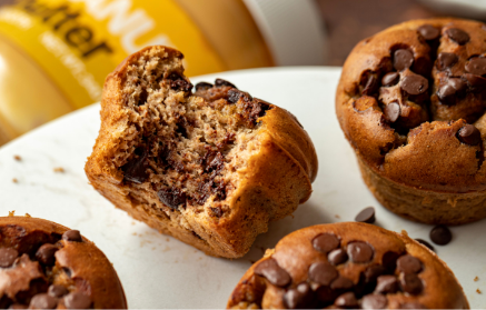 Recept - Banánové muffiny s arašidovým maslom a kúskami čokolády