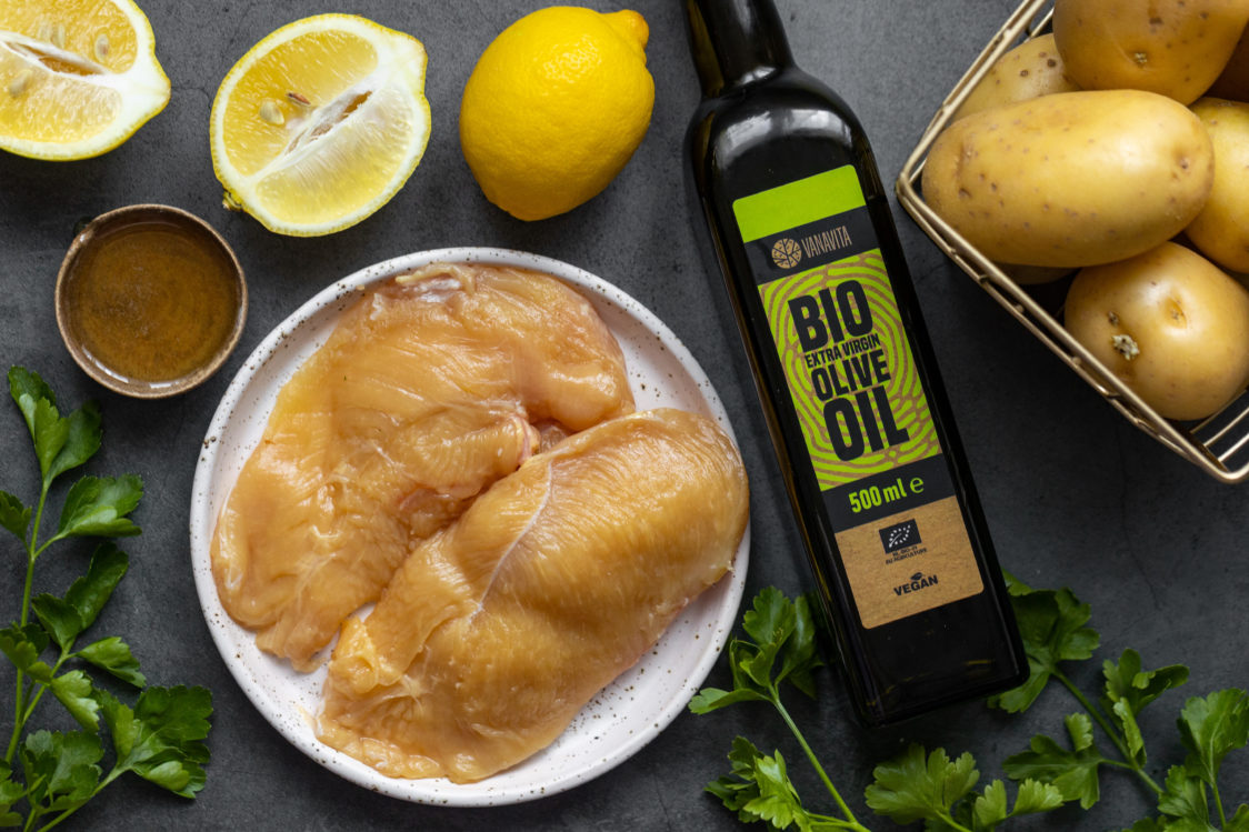 Gebakken honing- en citroenkippen met aardappelen - Ingrediënten