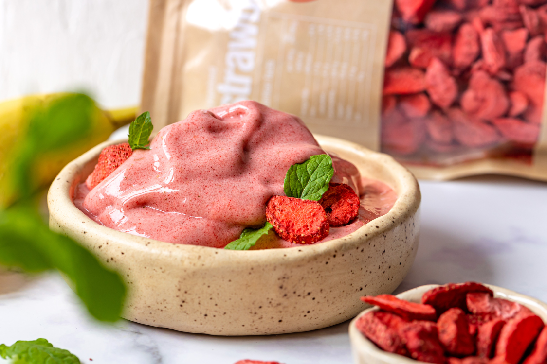 Σπιτικό παγωτό μπανάνα φράουλα