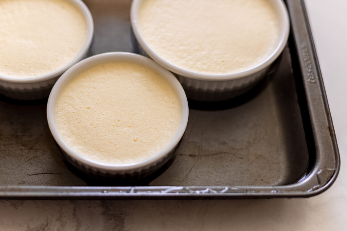 Crème brûlée before baking