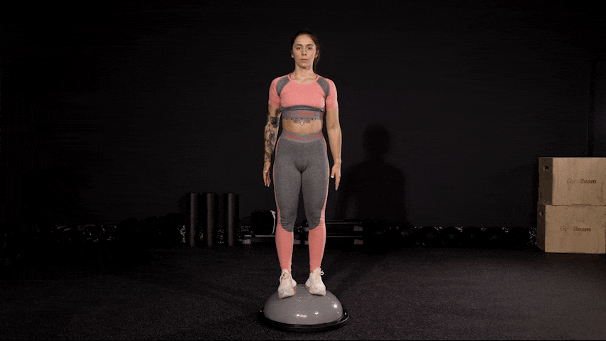 How to do Squats on a balance half-ball?