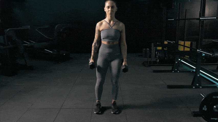 апад с реверанс с дъмбели (Dumbbells Curtsy Lunge)