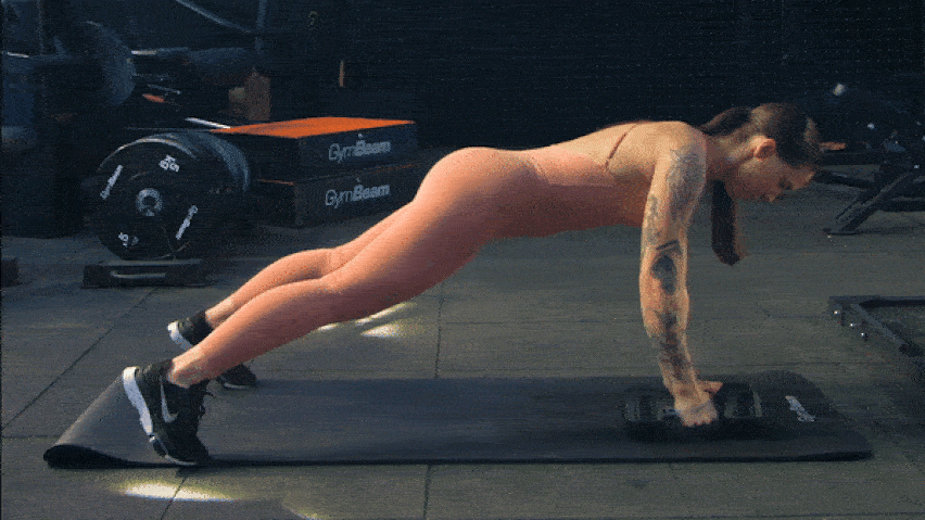 Plank with dumbbell row