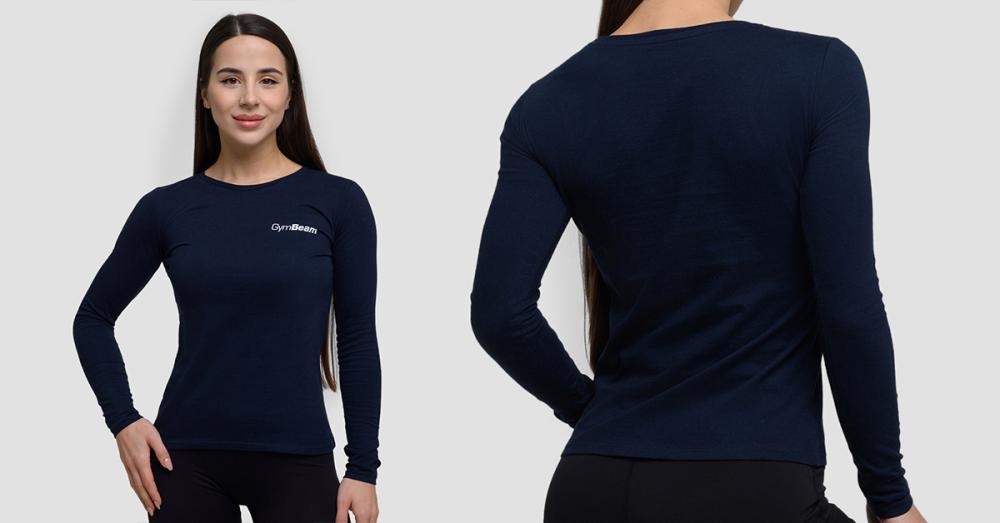 Women‘s Basic Long Sleeve T-Shirt Navy - GymBeam