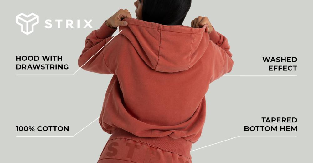 Women's Zip Washed Hoodie Terra - STRIX