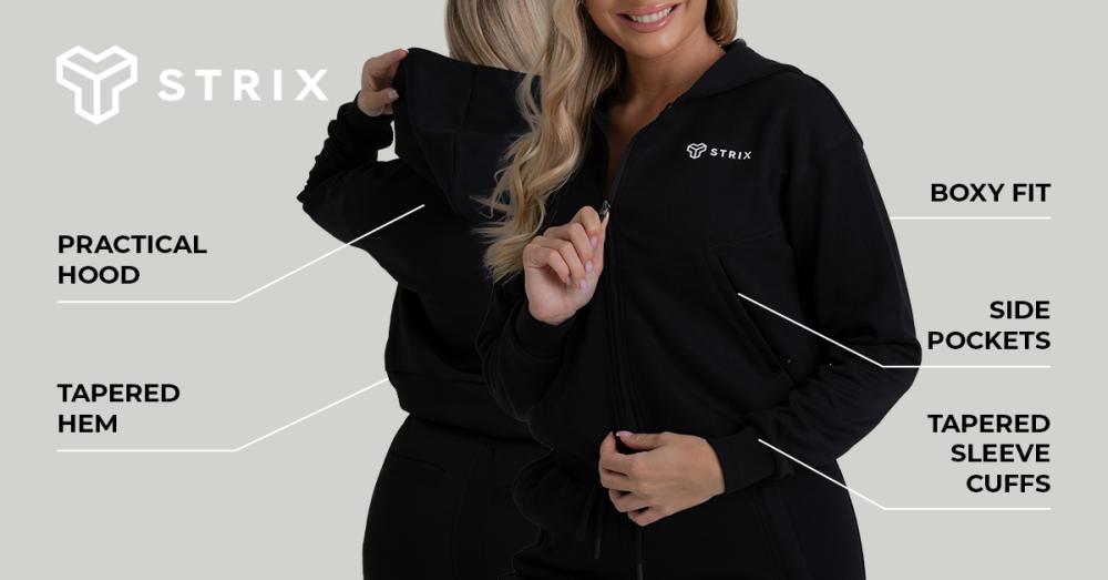 Women's ZOA Zip-Up Hoodie Black - STRIX