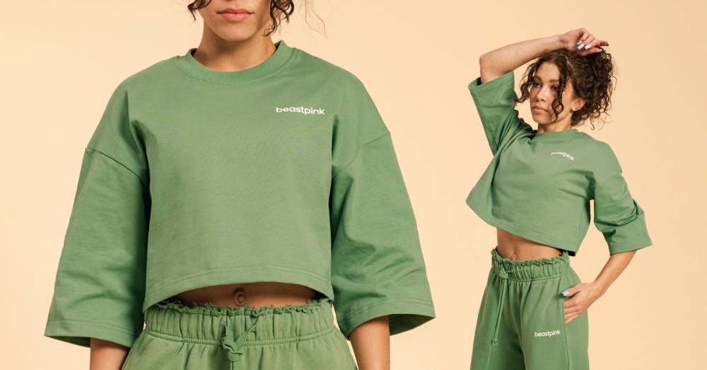 Women's Cropped Serenity T-Shirt Olivine - BeastPink
