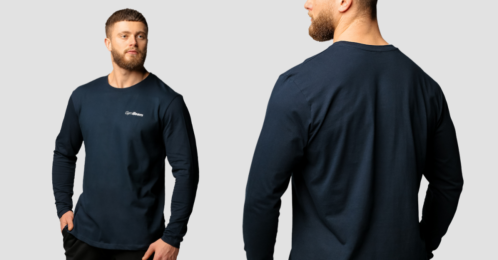 Men‘s Basic Long Sleeve T-Shirt Navy - GymBeam