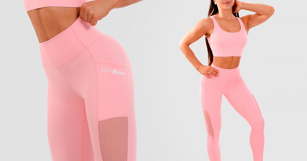 Mesh Panel Fitness Leggings pink - GymBeam