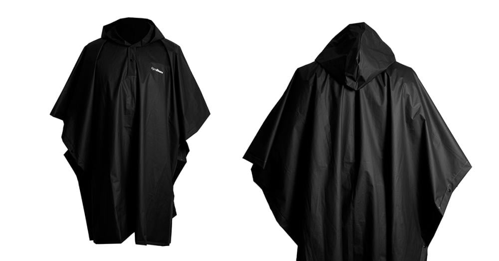 Water Resistant Poncho Black - GymBeam