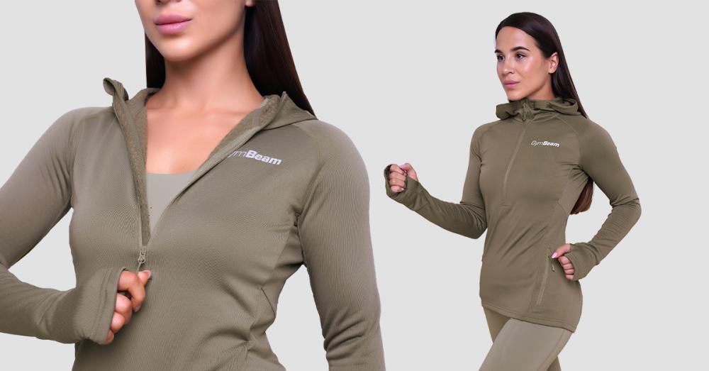 Women's Pulse 1/2 Zip Running Sweatshirt Vetiver - GymBeam