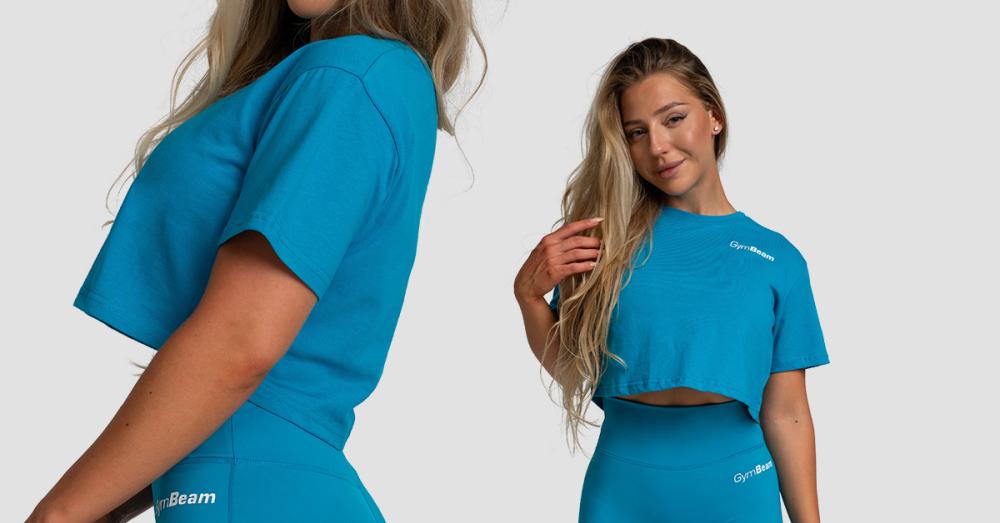 Women‘s Limitless Cropped T-shirt Aquamarine - GymBeam