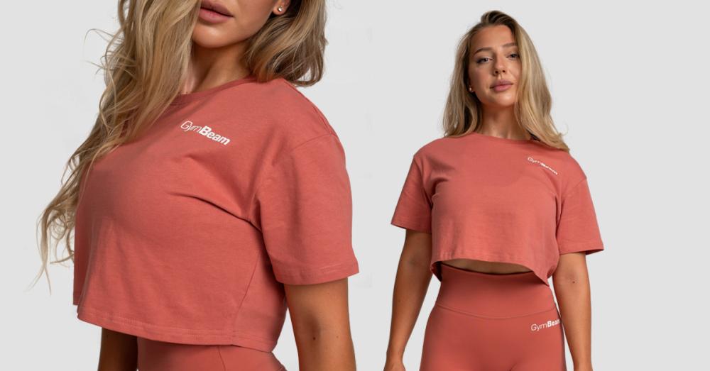  Women‘s Limitless Cropped T-Shirt Cinnamon- GymBeam