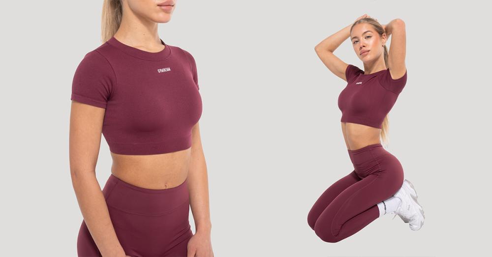 Women’s Crop Top Flow Wine - GymBeam
