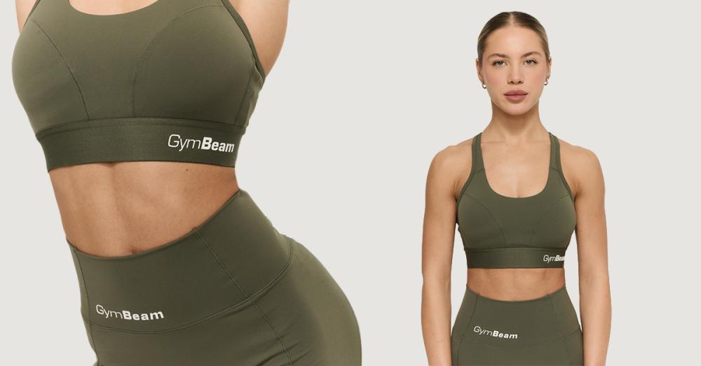 Sports Bra Combat Olive Grey - GymBeam