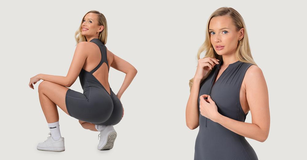 Women‘s NEO Zip-Up Jumpsuit Iron - GymBeam