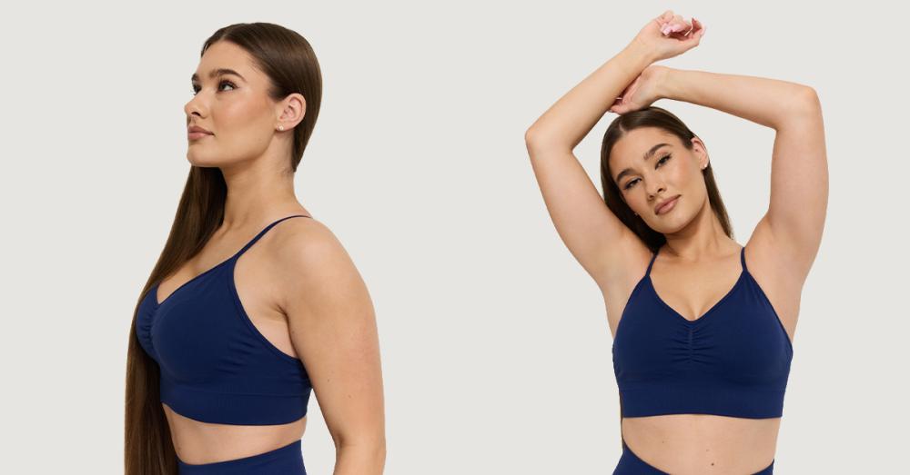 Seamless Sports Bra Sculpt Navy - GymBeam