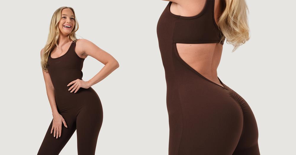 Women‘s NEO Jumpsuit Mocha - GymBeam