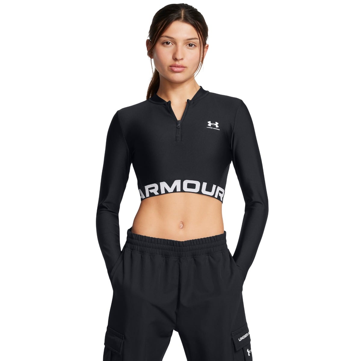 Women‘s HeatGear Rib 1/4 Zip LS Top Black - Under Armour