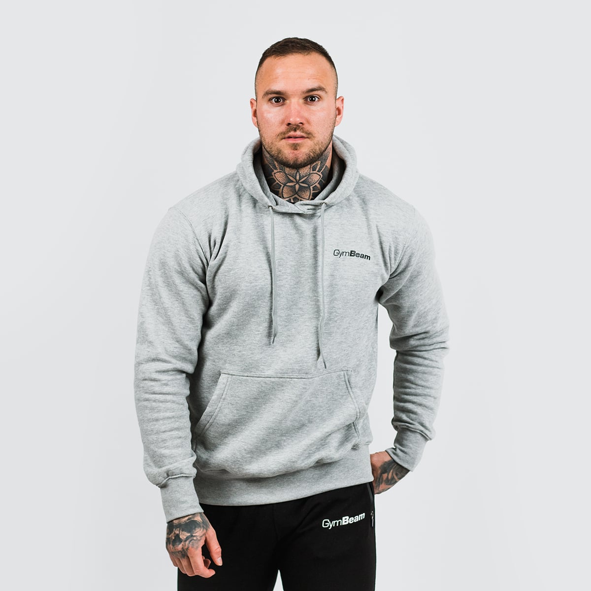 Men’s Athlete Hoodie Grey Black - GymBeam