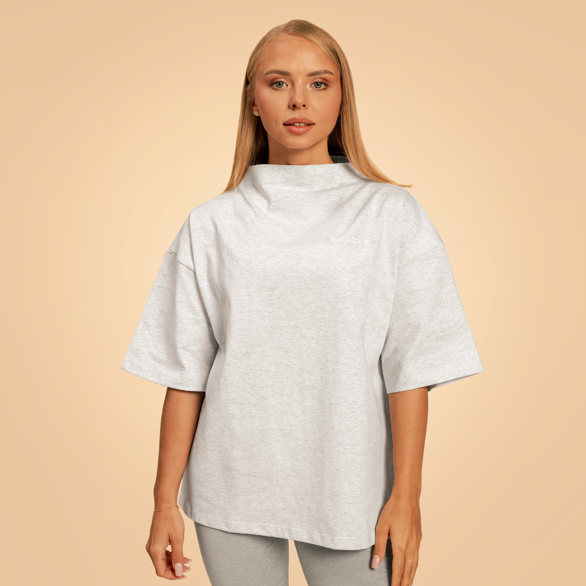 Women‘s Bliss Oversized Top Grey - BeastPink