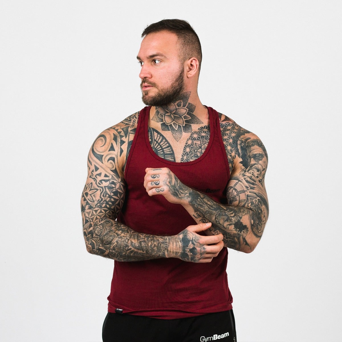 Men’s Stringer Tank Top Burgundy - GymBeam
