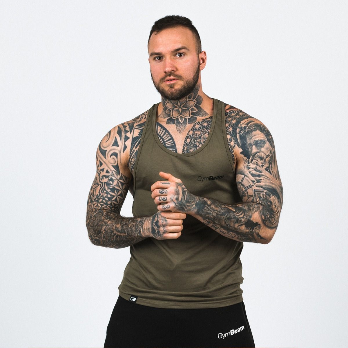 Men's Stringer Tank Top Heather Olive 