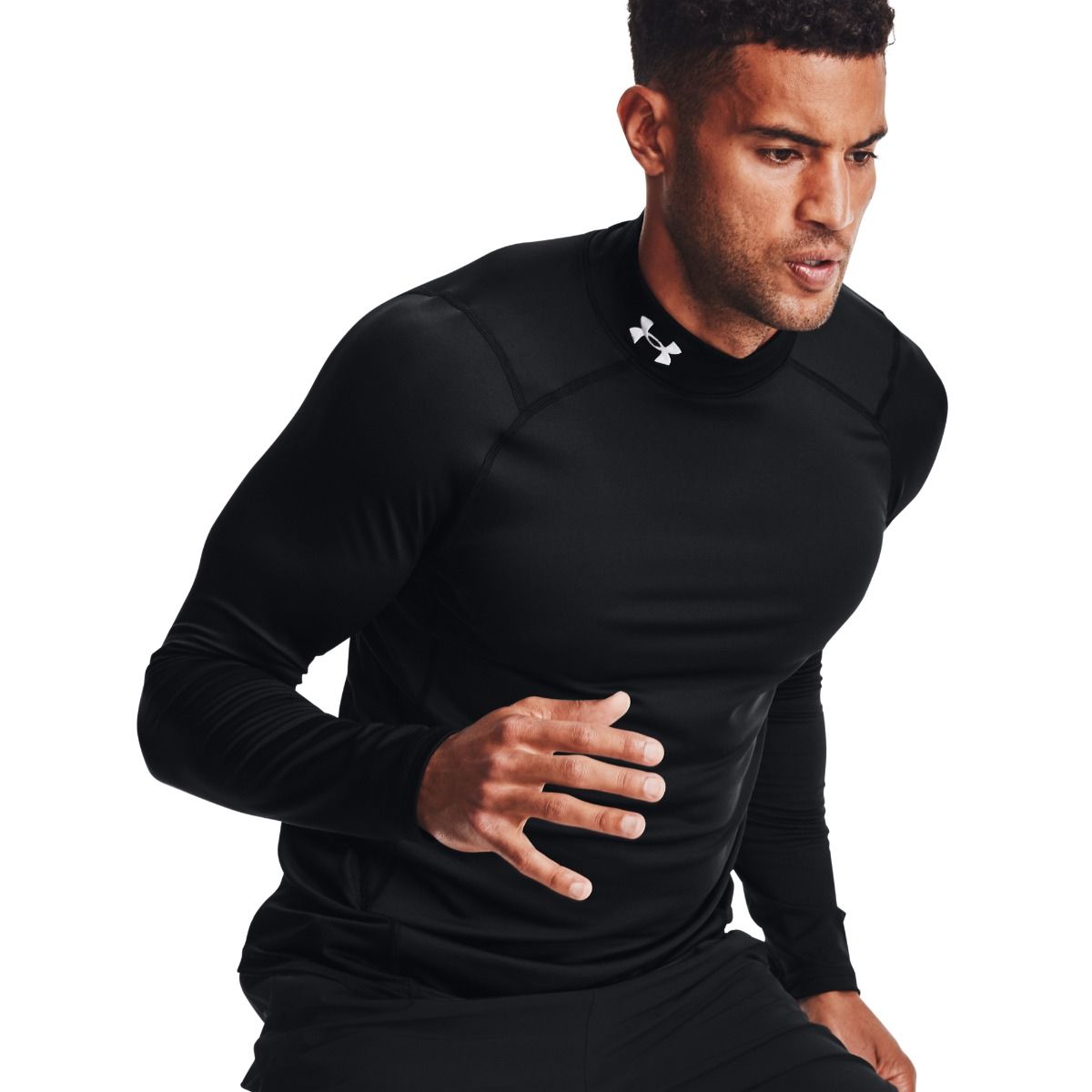 Men\'s ColdGear Armour Fitted Mock Long-Sleeve T-Shirt Black - Under Armour