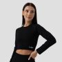 Ženski crop top Ribbed Flo Black - GymBeam XL