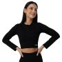 Ženski crop top Ribbed Flo Black - GymBeam XL