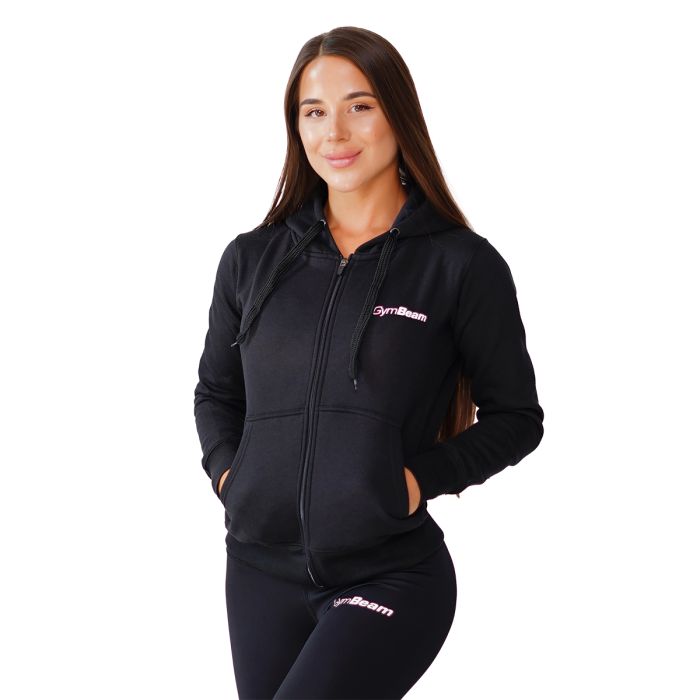 Women’s Zipper Hoodie Black - GymBeam L