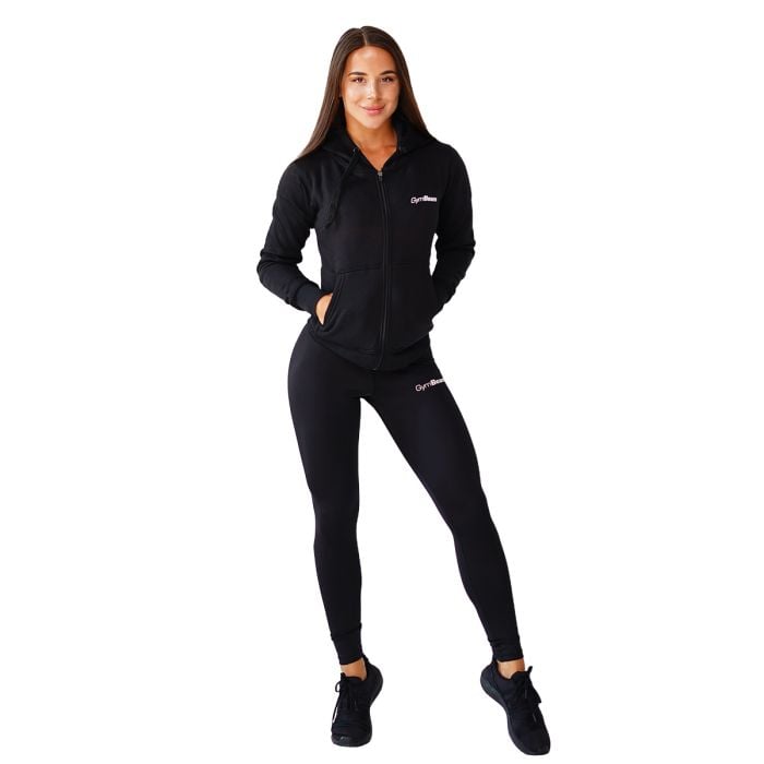 Women’s Zipper Hoodie Black - GymBeam L
