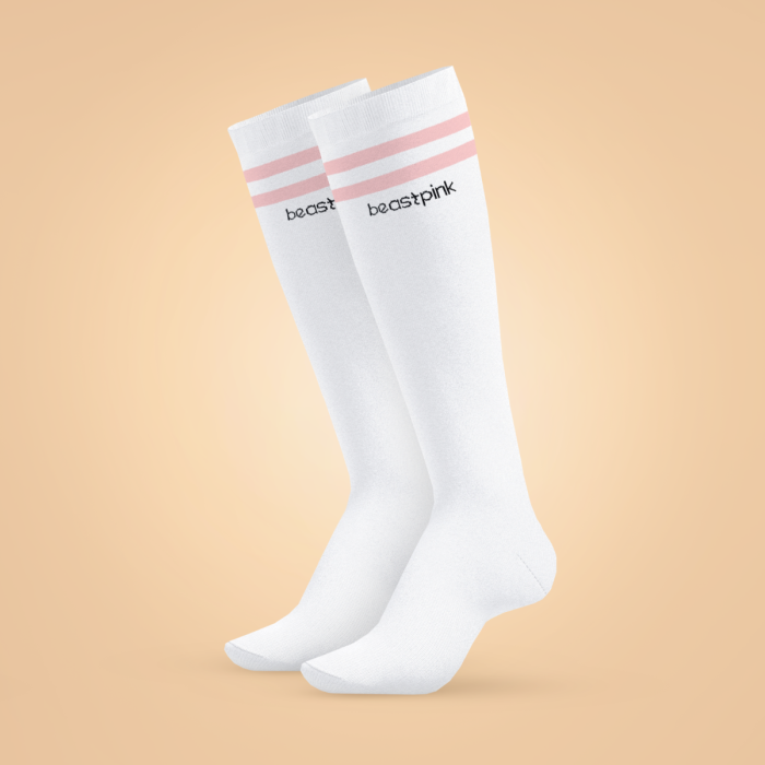 Knee High Socks White - BeastPink M