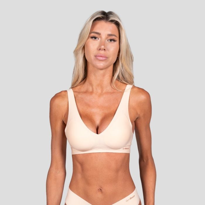 Comfy Seamless Bra Beige - GymBeam XXL