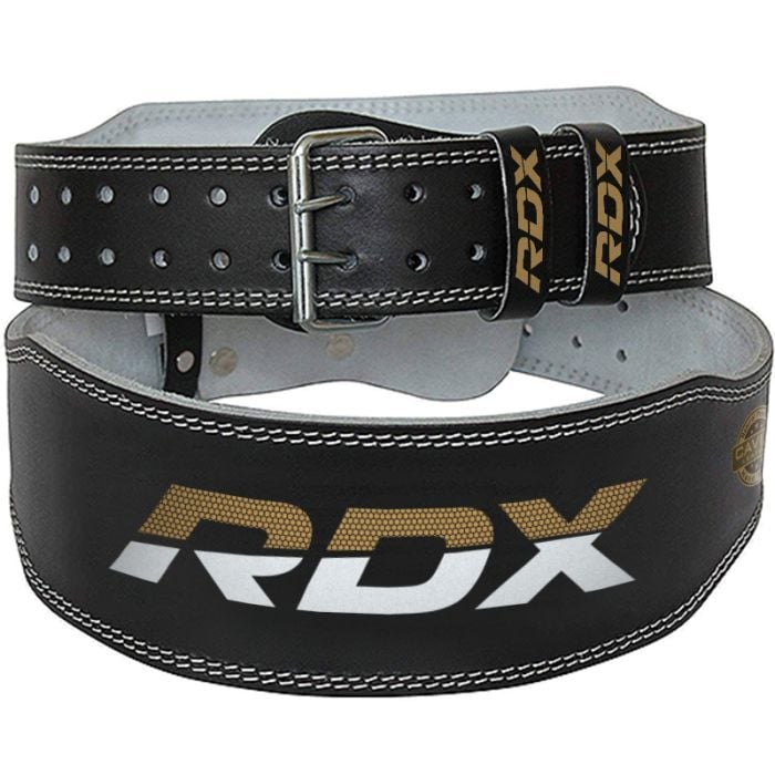 6“ Leather Fitness Belt Black/Gold - RDX Sports XXL