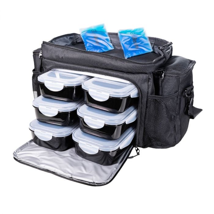 Fit Prep Food Bag Black + 6 Containers - GymBeam single_variant