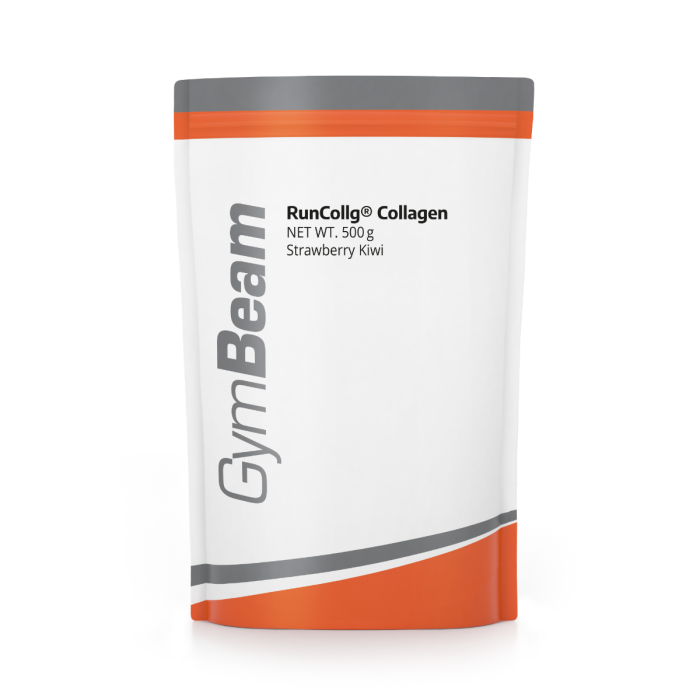Hydrolyzed Collagen RunCollg® with Vitamin C - GymBeam + gifts 500 g - strawberry kiwi