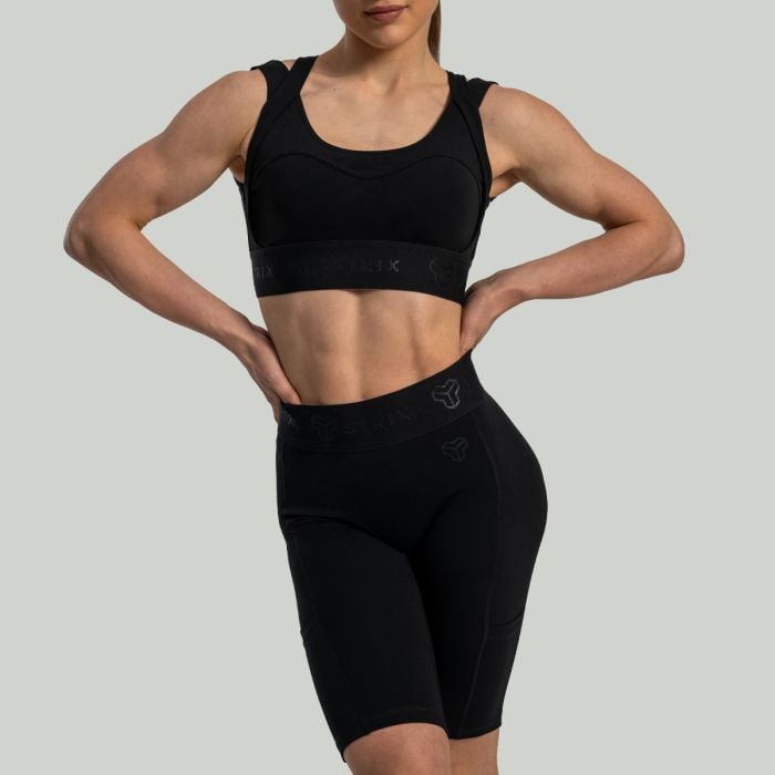 Ženske kratke biciklističke hlače Lunar Black - STRIX S