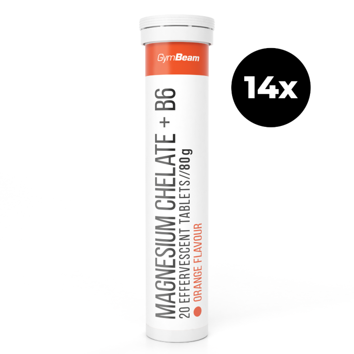 Magnesium Chelate + B6 Effervescent - GymBeam orange - 20 tab