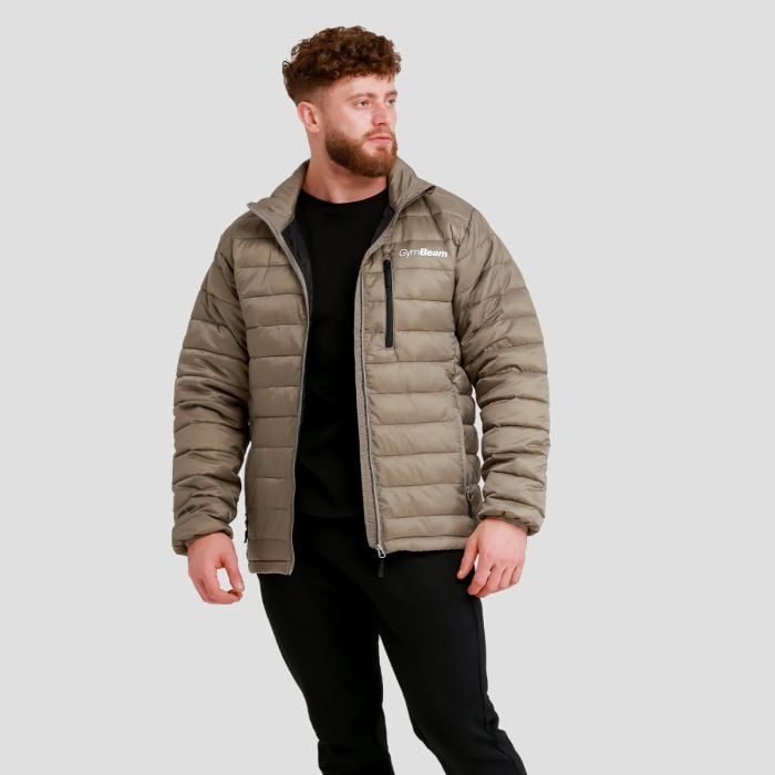 Men‘s Puffer Jacket Vetiver/Black - GymBeam L