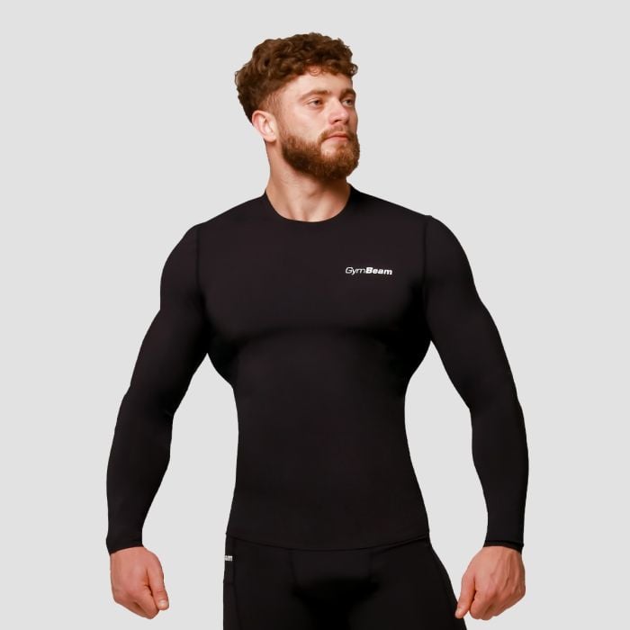 Mid Compression Long Sleeve T-Shirt Black - GymBeam M