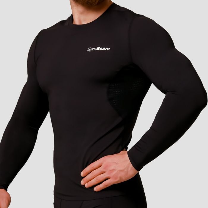 Mid Compression Long Sleeve T-Shirt Black - GymBeam M