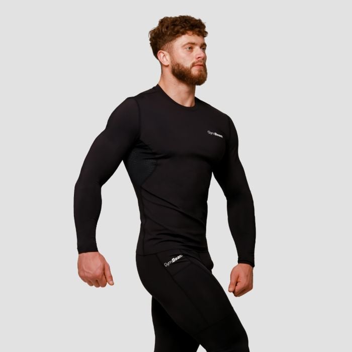 Mid Compression Long Sleeve T-Shirt Black - GymBeam M