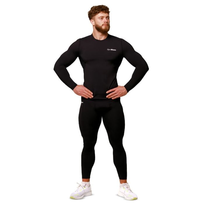 Mid Compression Long Sleeve T-Shirt Black - GymBeam M