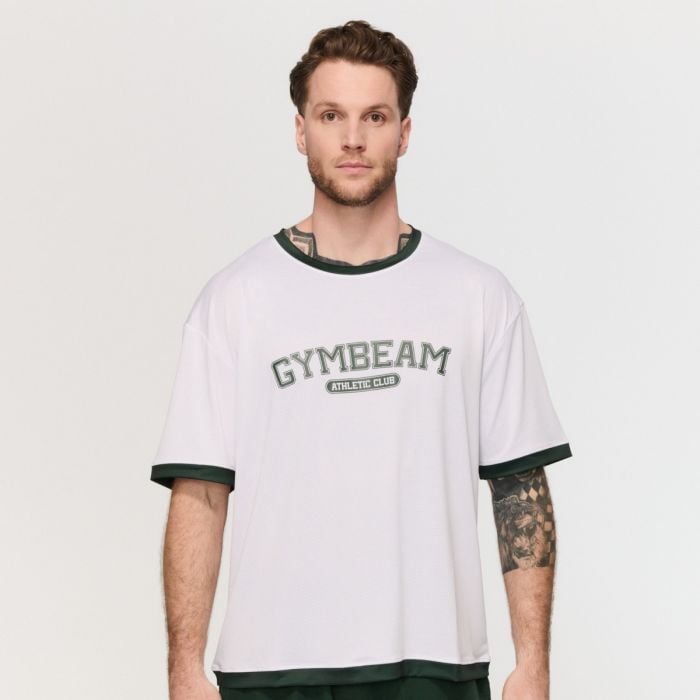 Oversized Varsity T-shirt White - GymBeam XXL