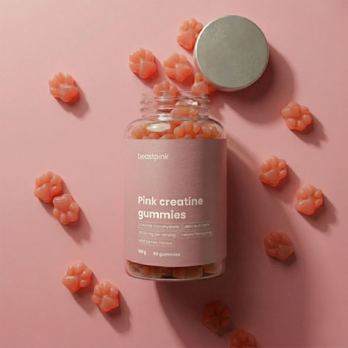 Pink creatine gummies - BeastPink - GymBeam 60 caps