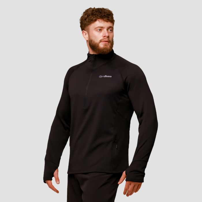 Pulse 1/2 Zip Running Sweatshirt Black - GymBeam L