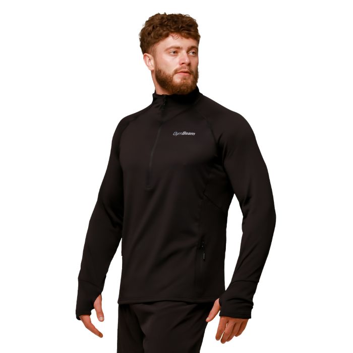 Pulse 1/2 Zip Running Sweatshirt Black - GymBeam L