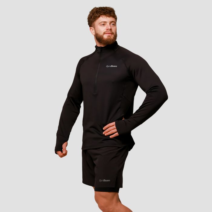 Pulse 1/2 Zip Running Sweatshirt Black - GymBeam L